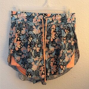 Senita Athletics Floral Athletic Shorts - Peach and Blue